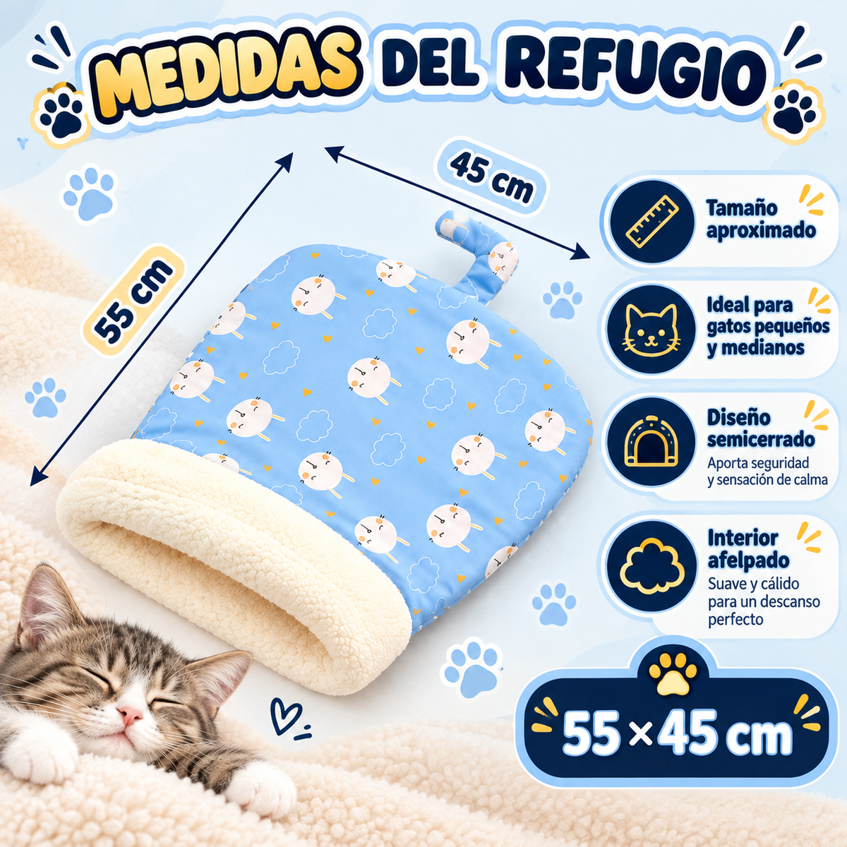 Saco refugio caliente para gatos