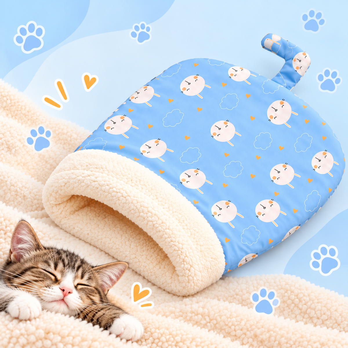 Saco refugio para gatos CatNora - diseño Azul